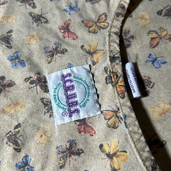 S.C.R.U.B.S. Tan Butterfly Patterned Scrub Top - Picture 4 of 6